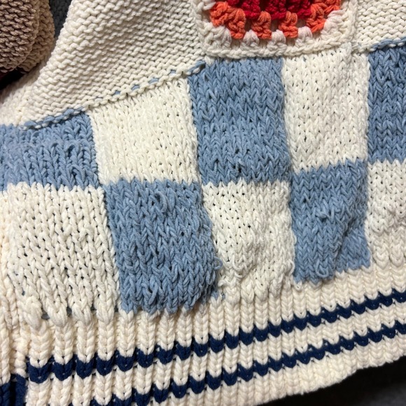 POL Colorful Crochet Granny Square Cardigan Sweater Knit Size M Patchwork - Picture 8 of 10